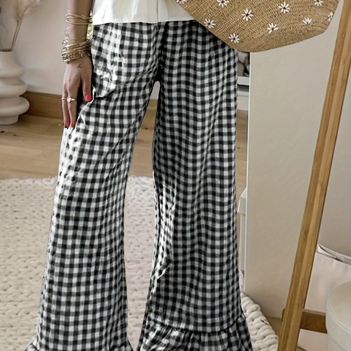 Wide-Leg French Pants with Elastic Waist