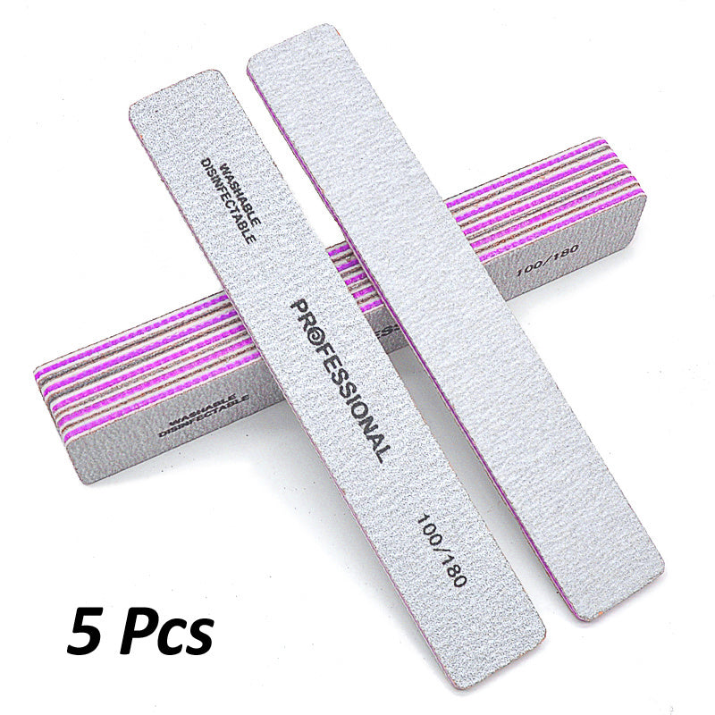 {5 Pcs/Pack} Square Nail File 80 100 180 Grit Poishing Files