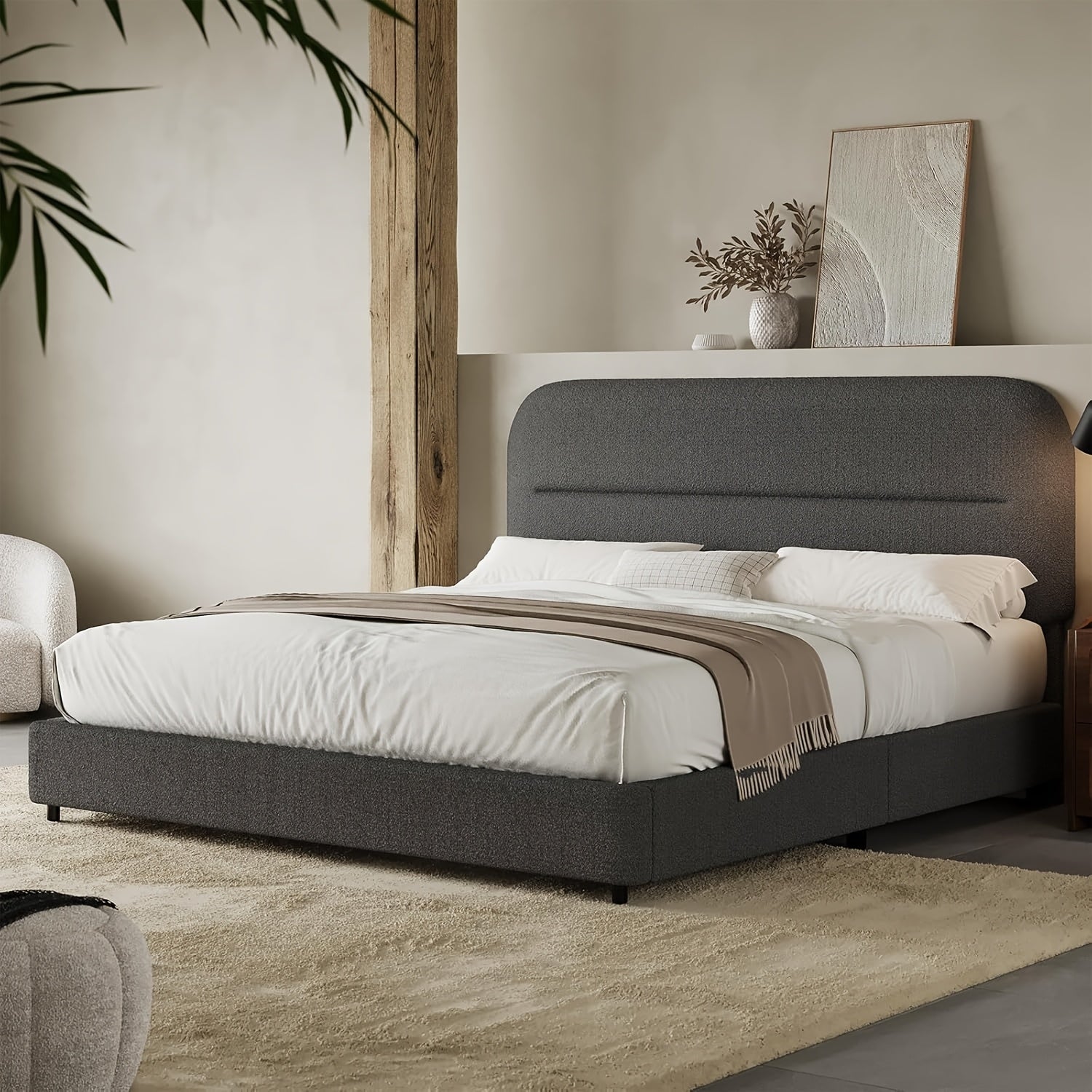 Upholstered Bed Frame with Headboard