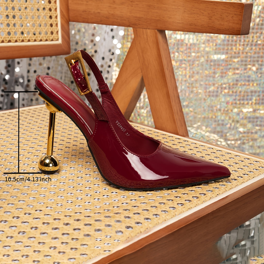 Elegant Wine Red Pointed-Toe Stiletto Sandal