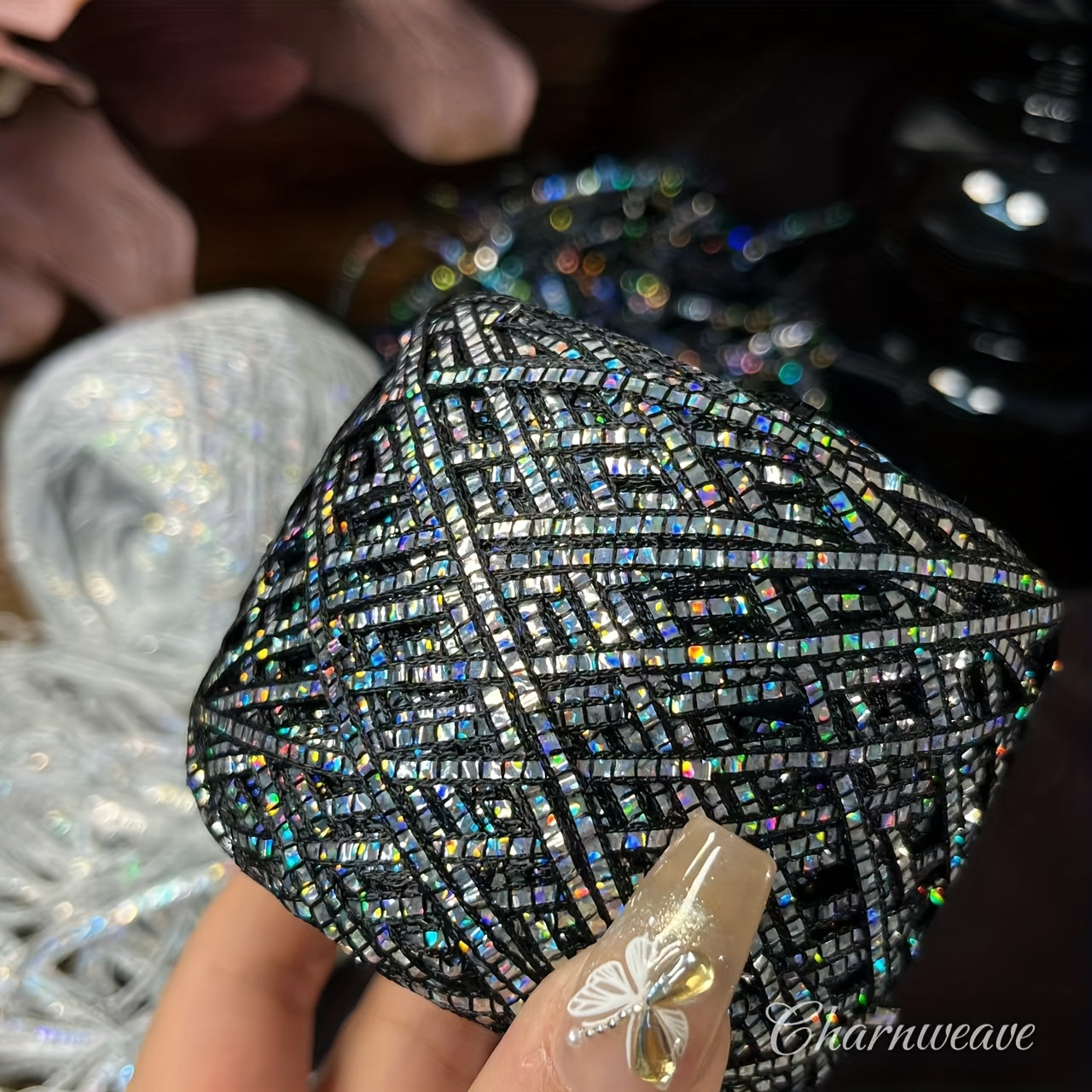 Multicolor Sparkling Rainbow Laser Yarn - 1.76oz