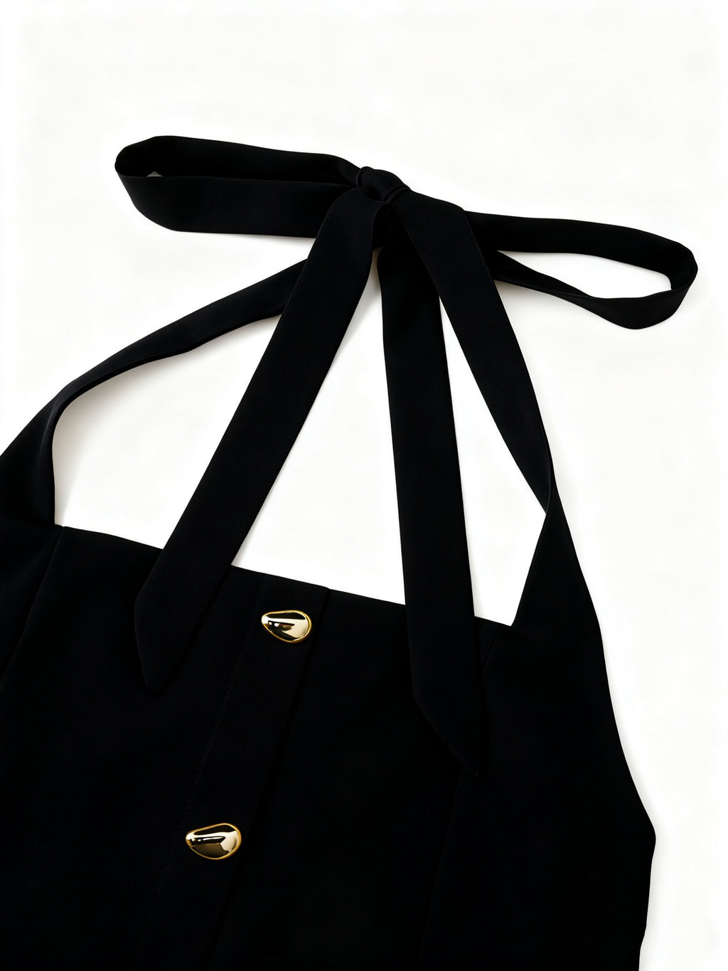 Sleeveless Waist-Cinching Dress with Tie and Button Closure