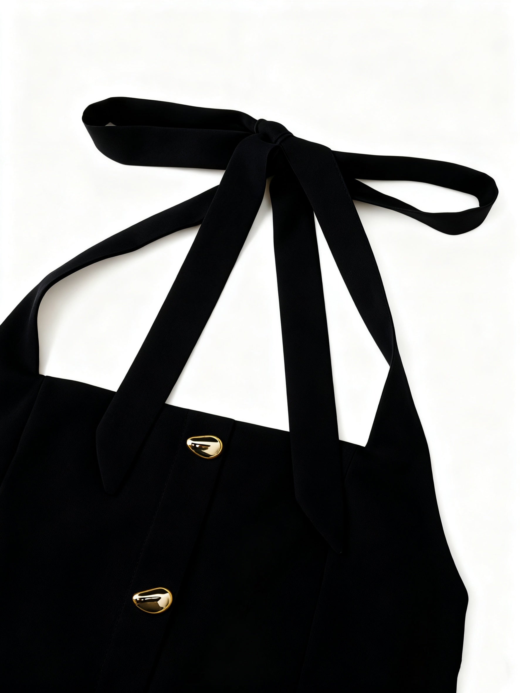 Sleeveless Waist-Cinching Dress with Tie and Button Closure