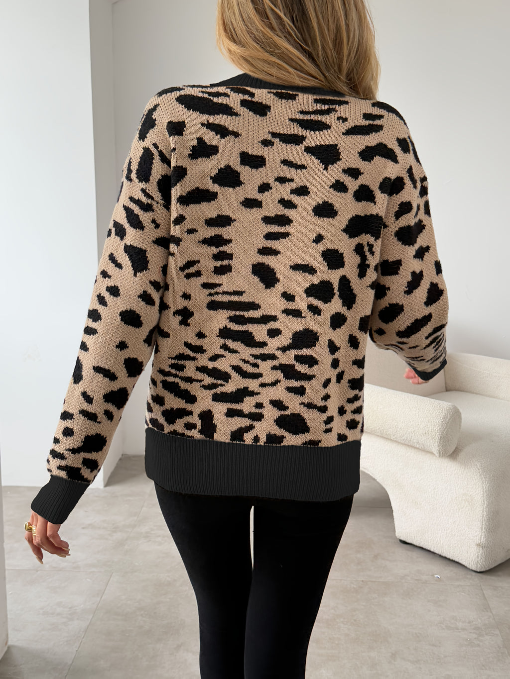 Leopard Print V-Neck Sweater