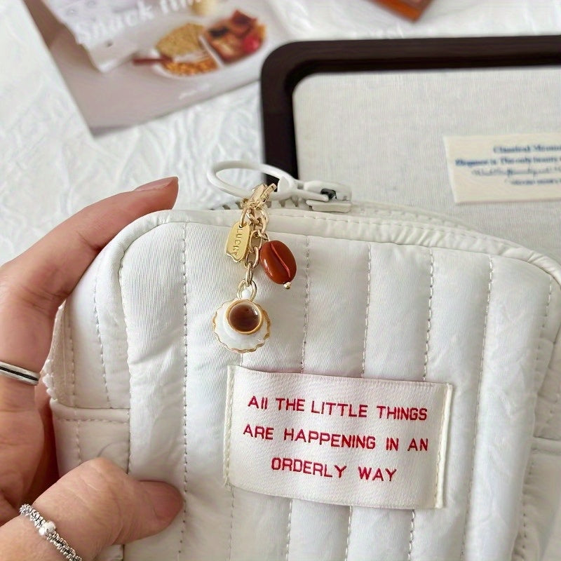 Coffee Cup Keychain with Zipper Closure