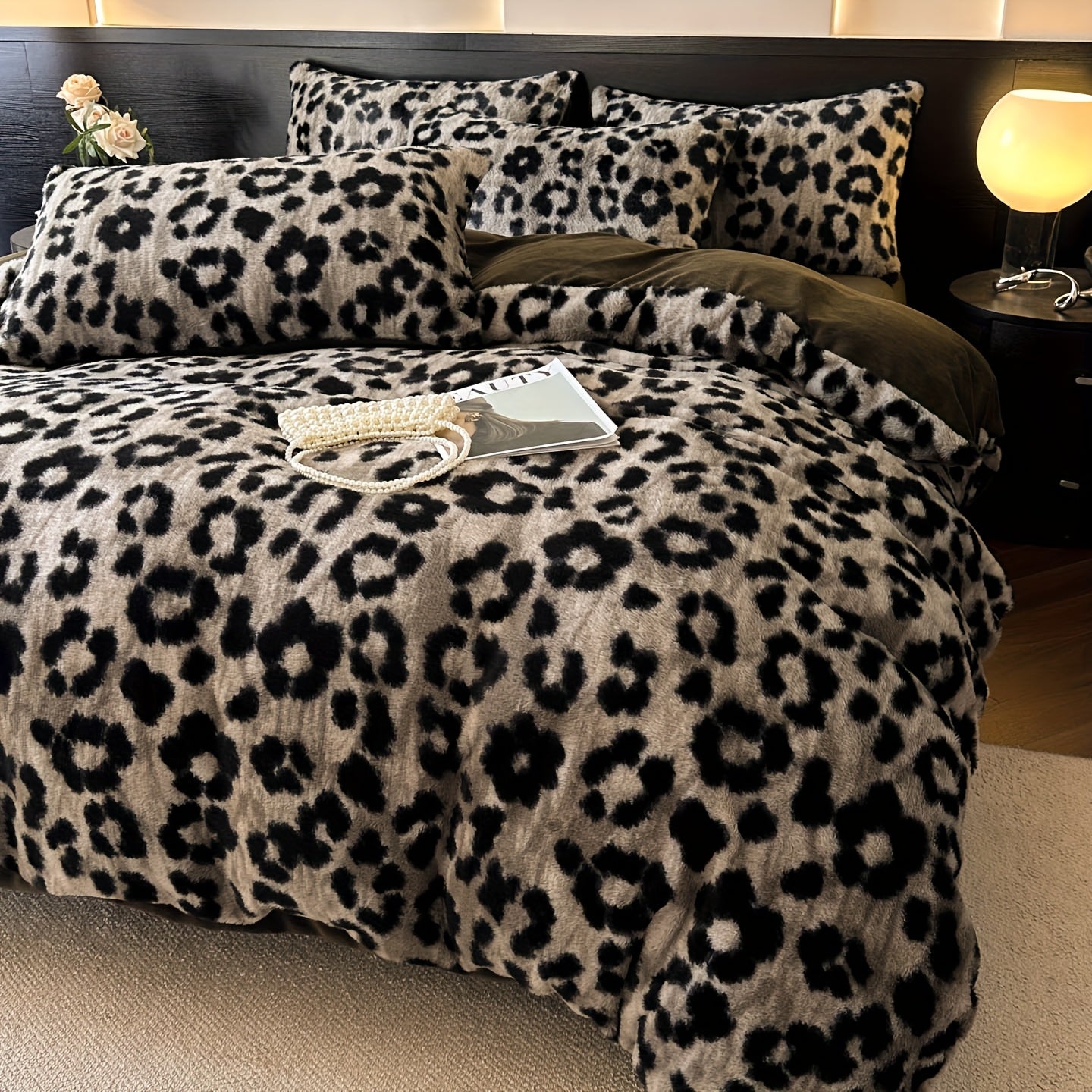 {3/4pcs} Leopard Print Duvet Cover and Bed Sheets