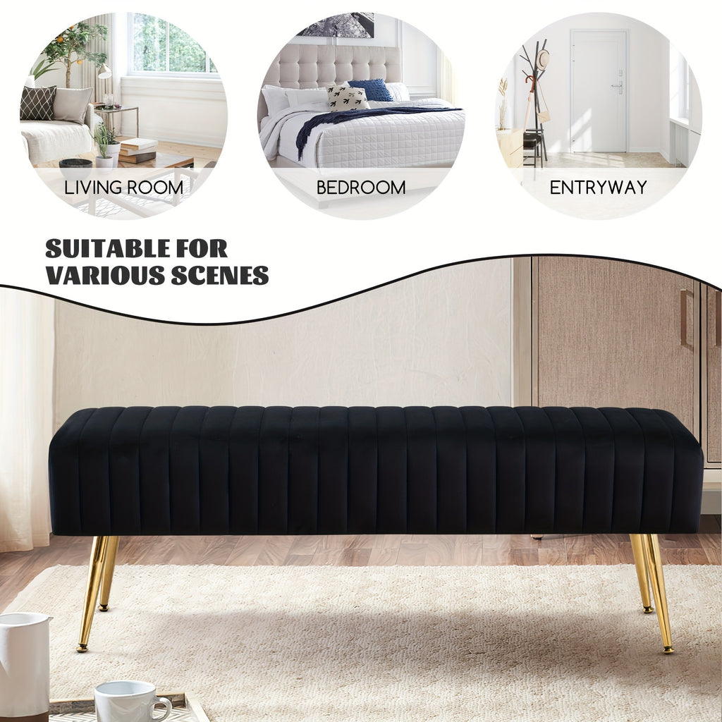 Shoe Changing Bench With Gold-plated Legs And Velvet Material