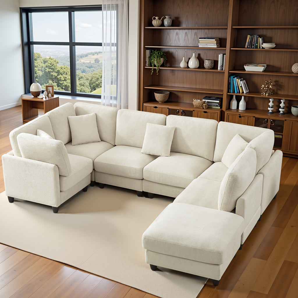 Seven-seater Modular Split Combination Sofa With 3 Small Pillows