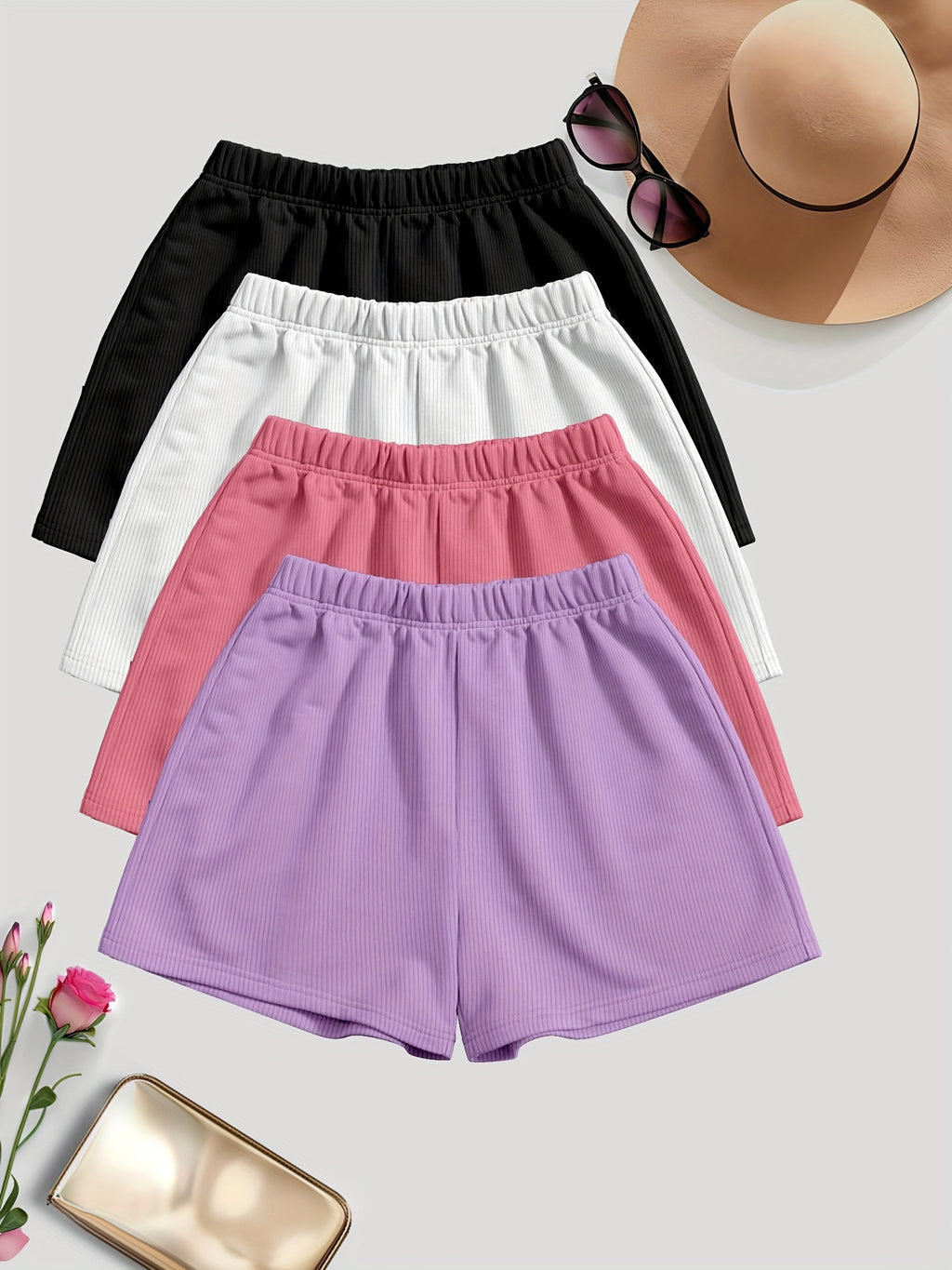 Solid Color Casual Shorts {4pcs}