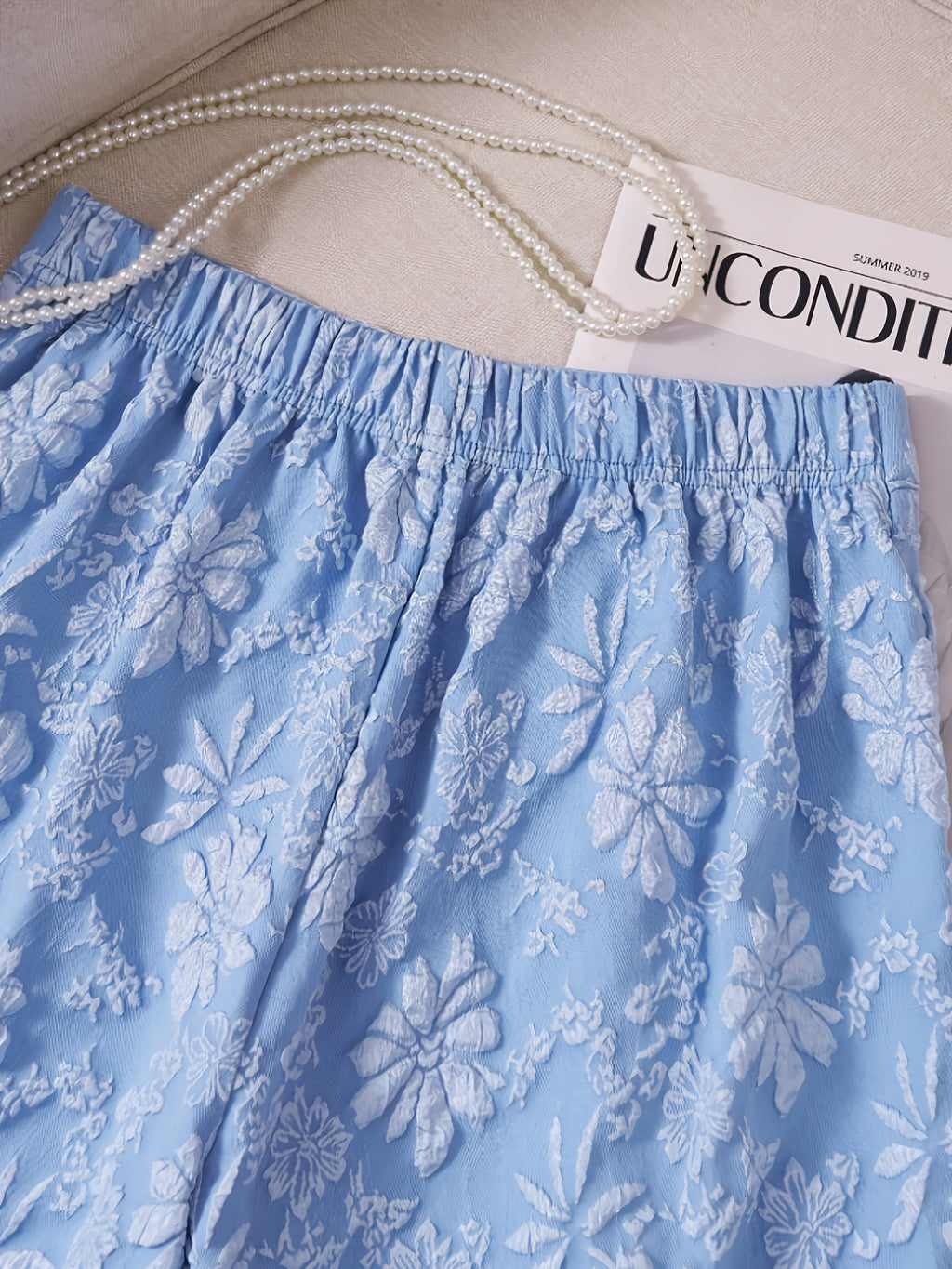 White Floral Print Shorts