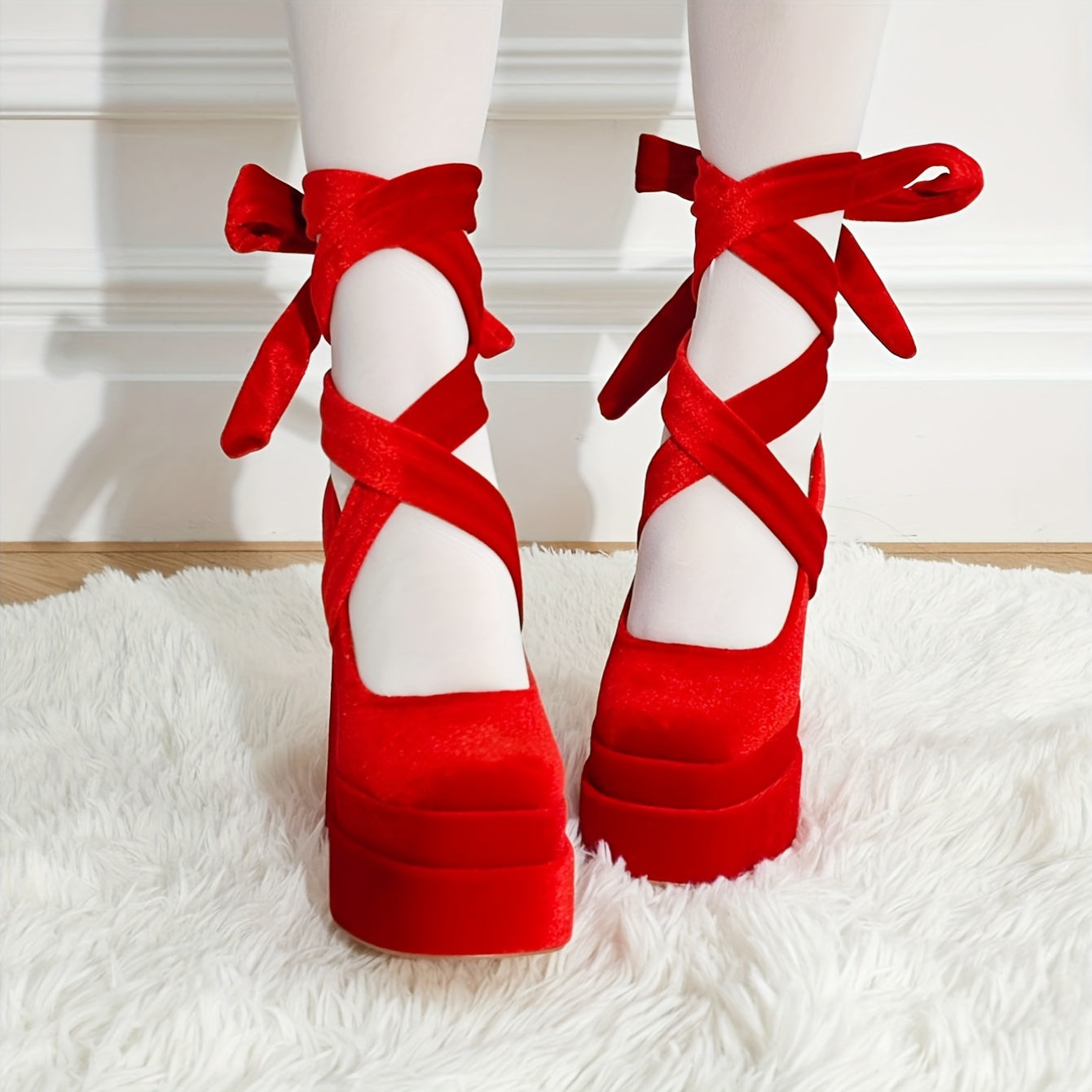 Chunky Platform Mary Jane High Heels