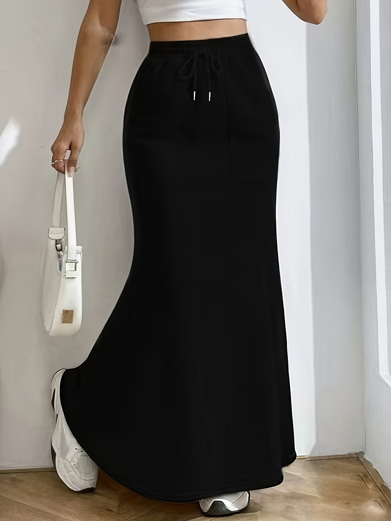 Mermaid Hem Skirt with Drawstring Waist