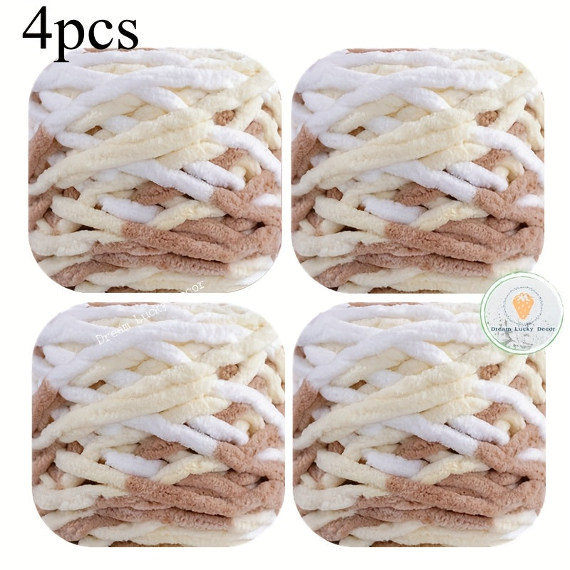 {4pcs} Soft & Thick 100% Polyester Chunky Yarn