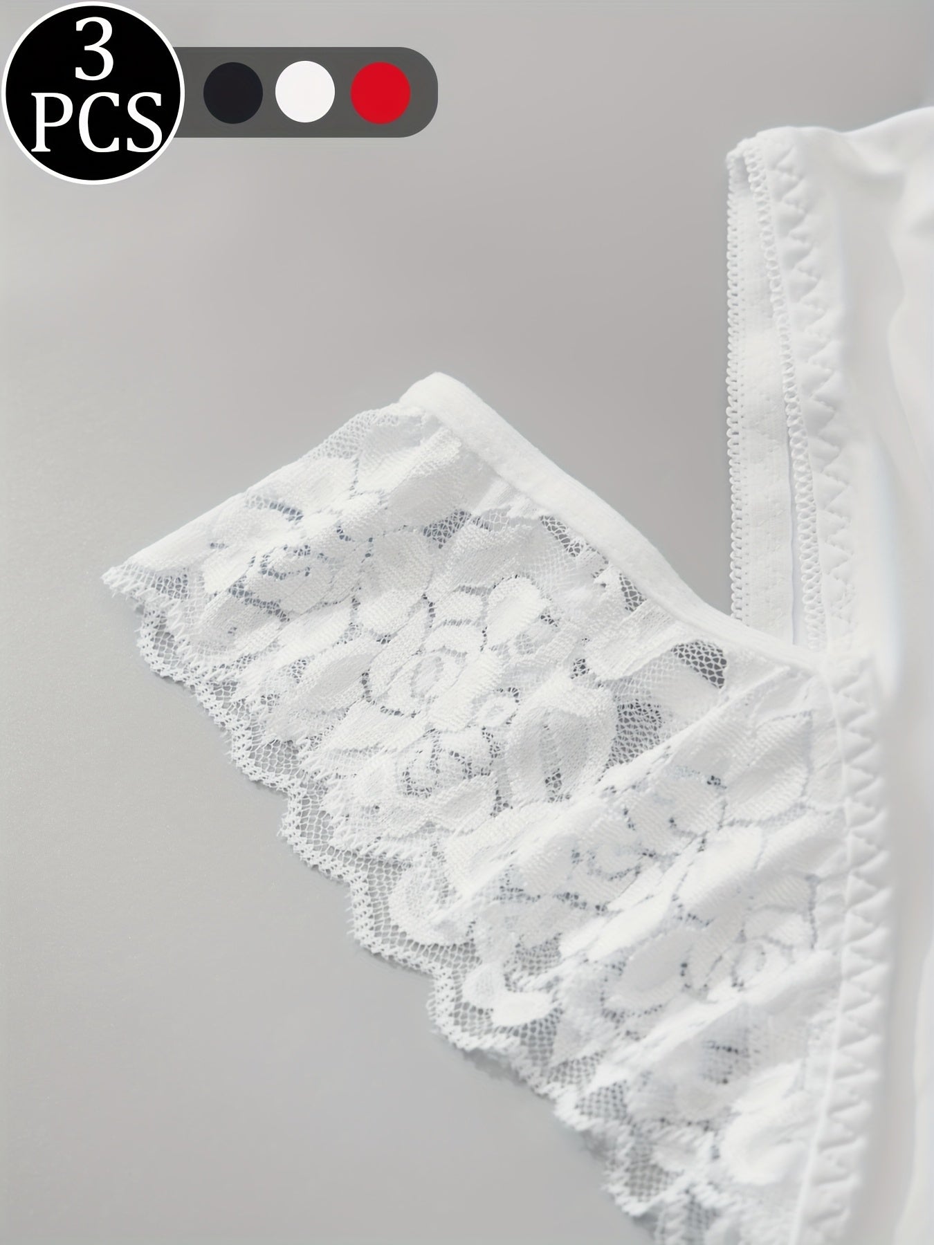 {3pcs} Briefs with Lace Cut-Out Design