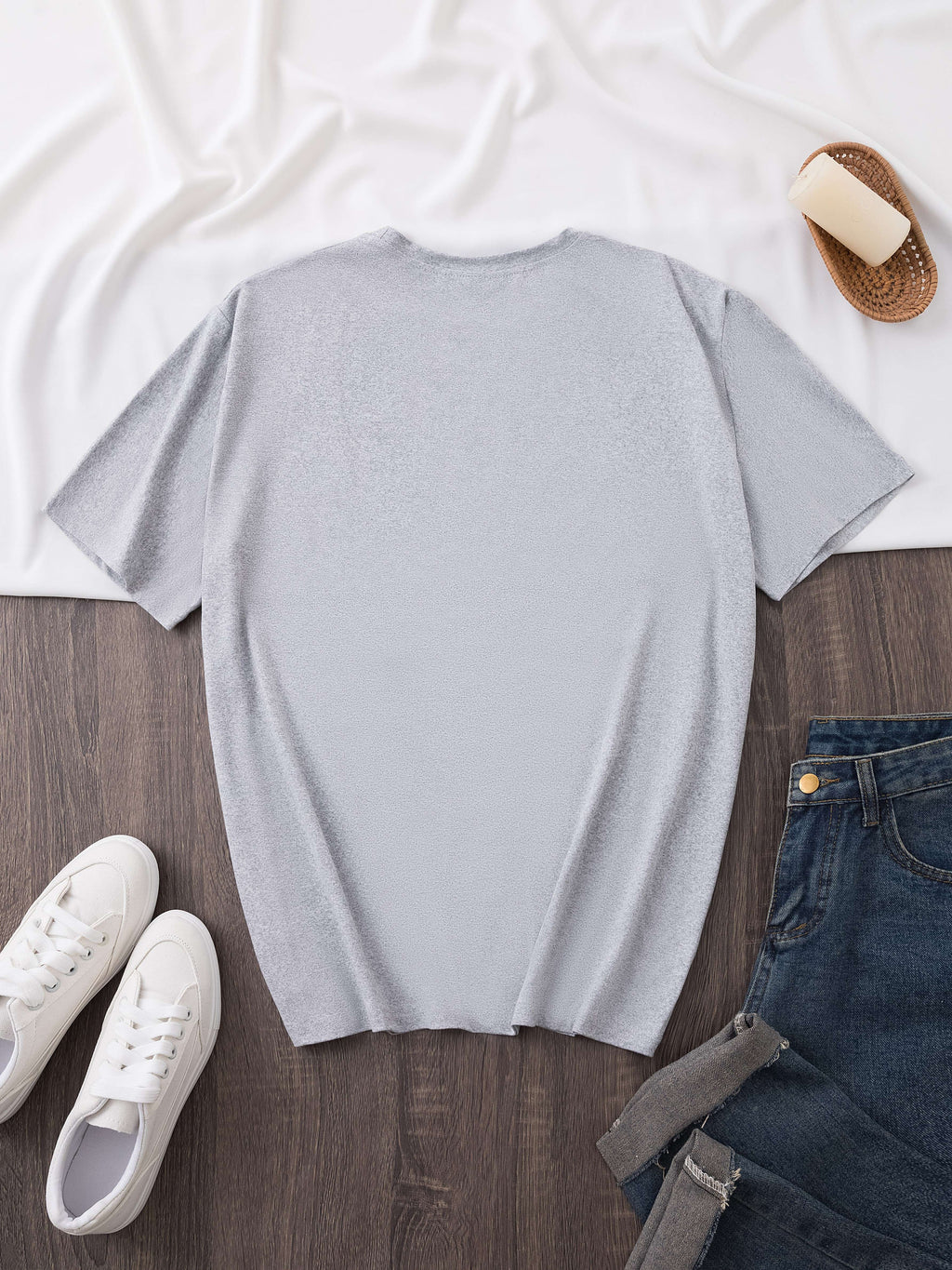 Soft Polyester Crew Neck Short Sleeve T-Shirt