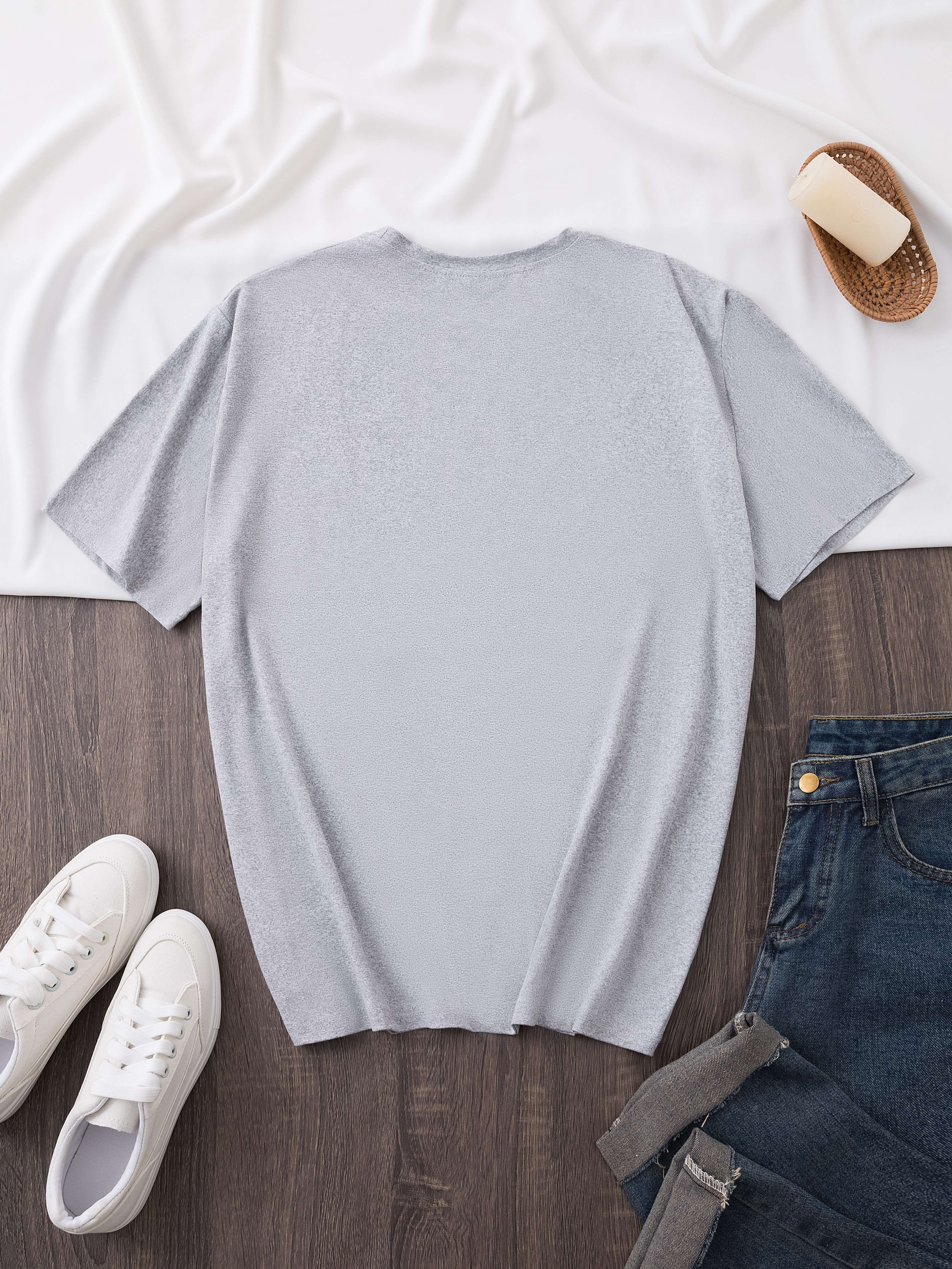 Soft Polyester Crew Neck Short Sleeve T-Shirt
