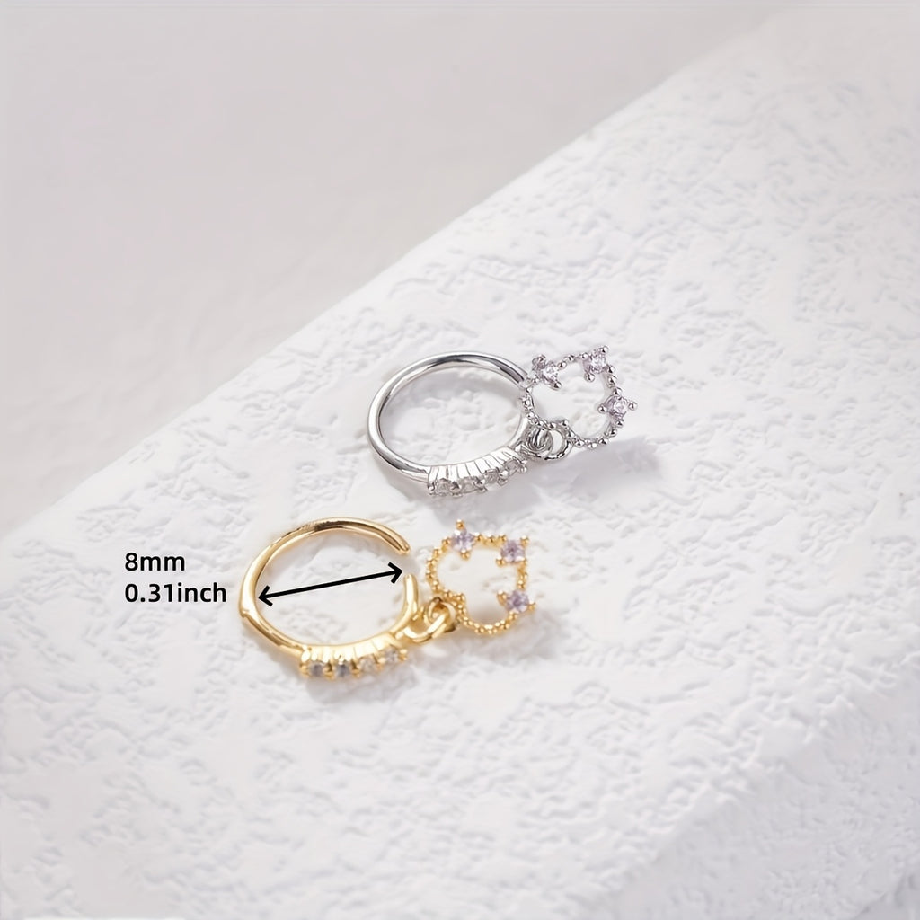 Cute Heart-Shaped Synthetic Cubic Zirconia Dangle Nose Ring