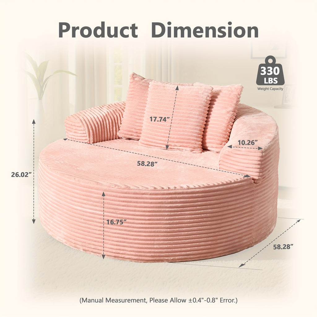 Oversized O-Shape Luxurious Modular Boneless Couch