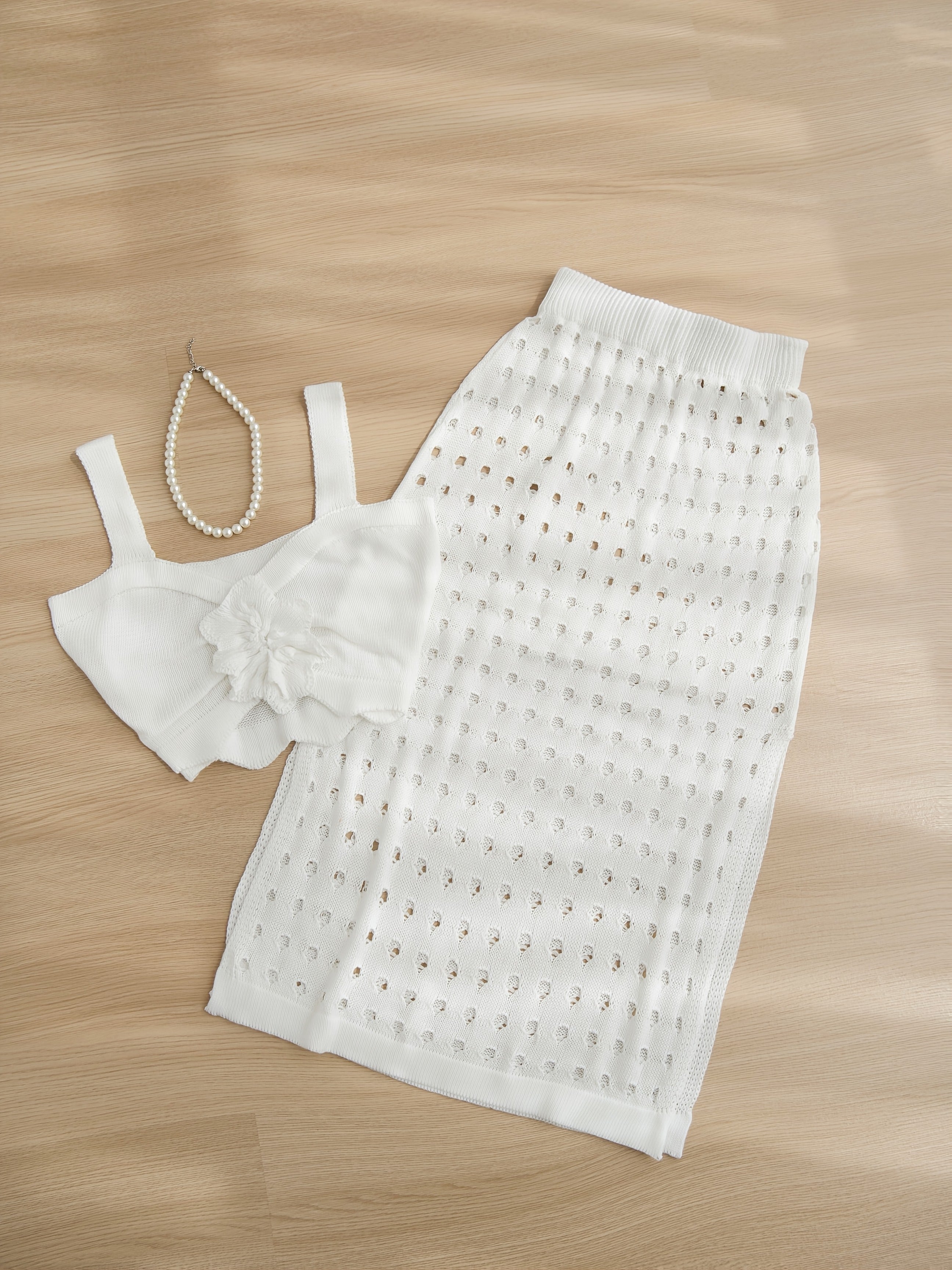 Cut-Out Skirt + Camisole Crop Top Set