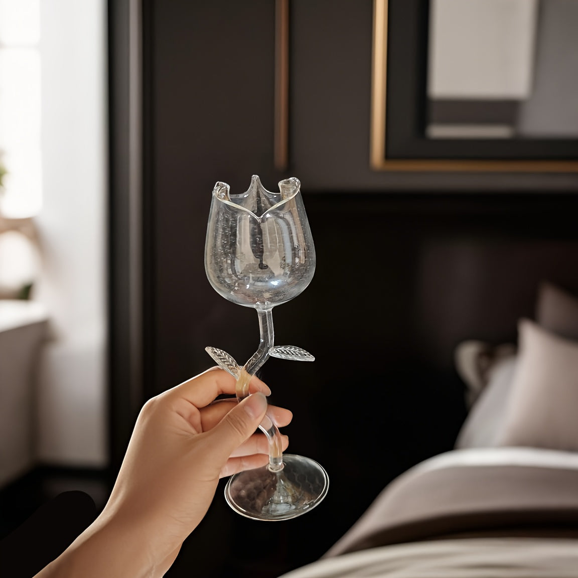 {1pc] Rose-Shaped Wine Glass
