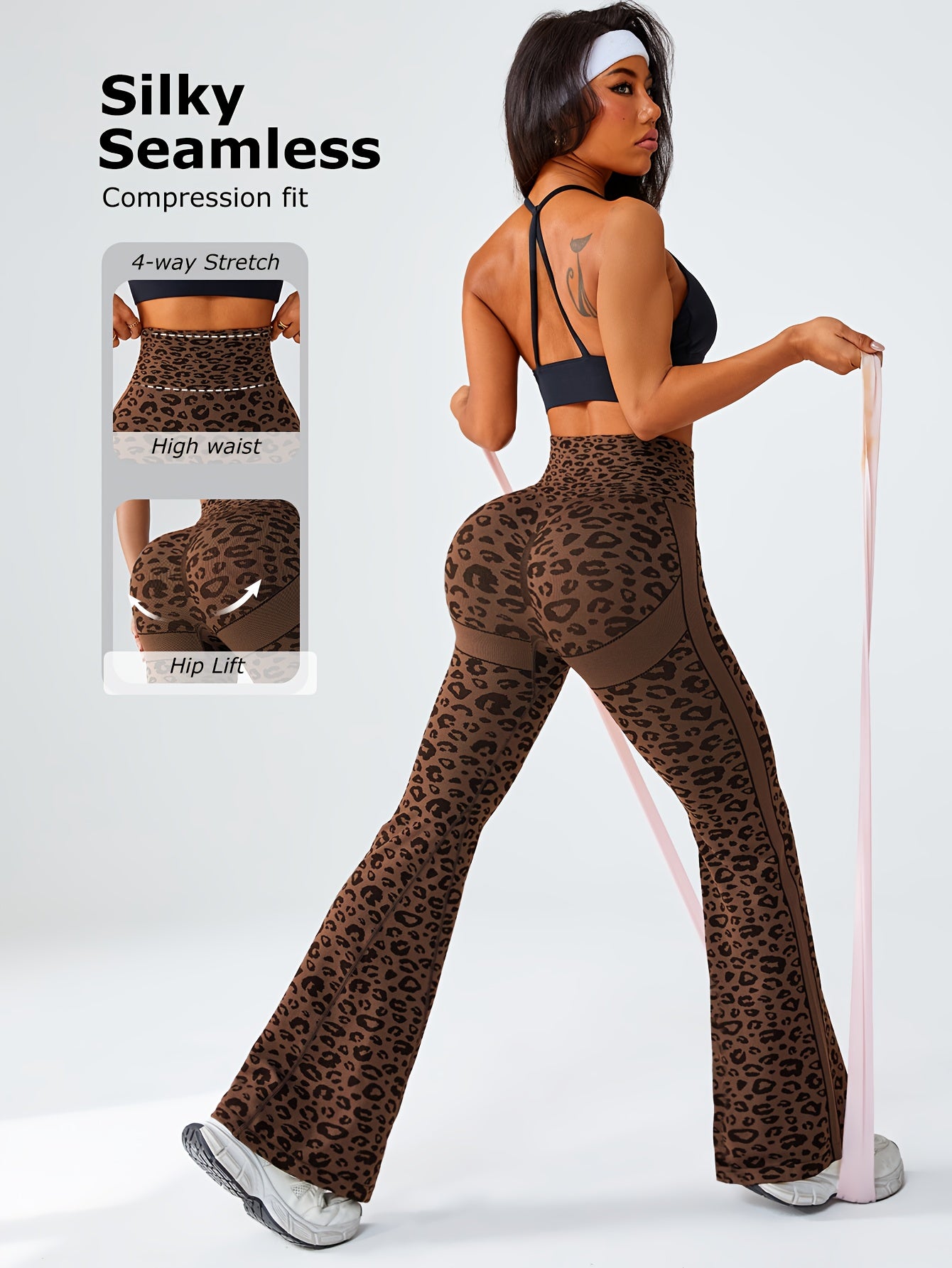 Seamless Leopard Print Flared Pants