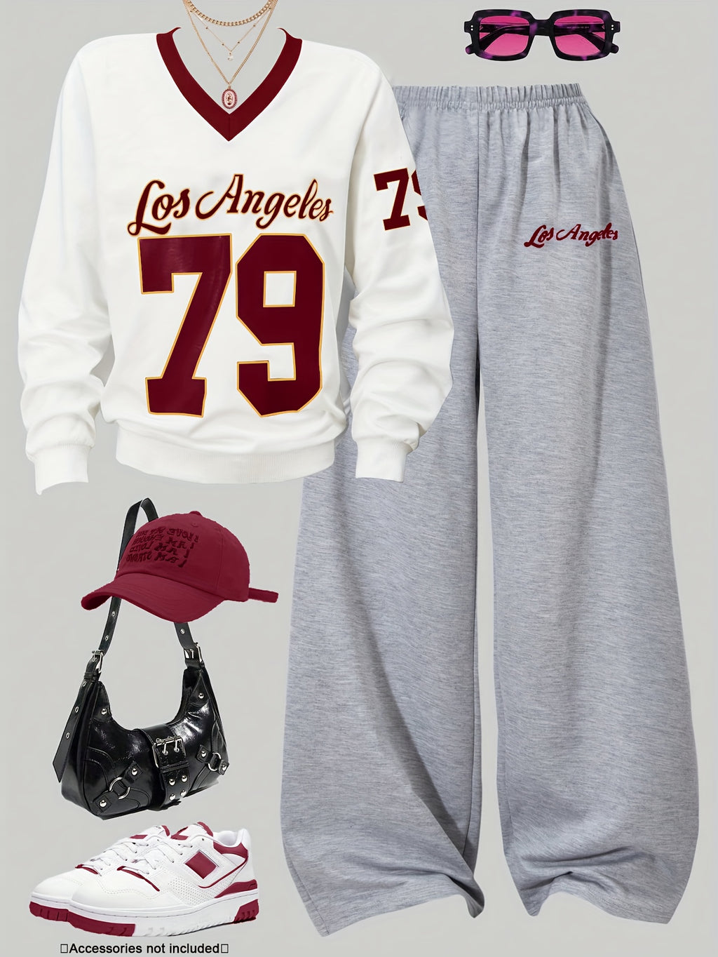 Los Angeles 79 Letter & Number Print Top and Pants Set