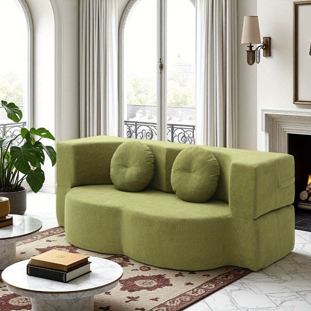 2-in-1 Convertible Folding Sofa Bed with Mattress