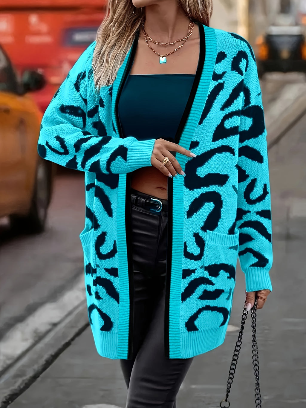 Abstract Pattern Long Sleeve Cardigan
