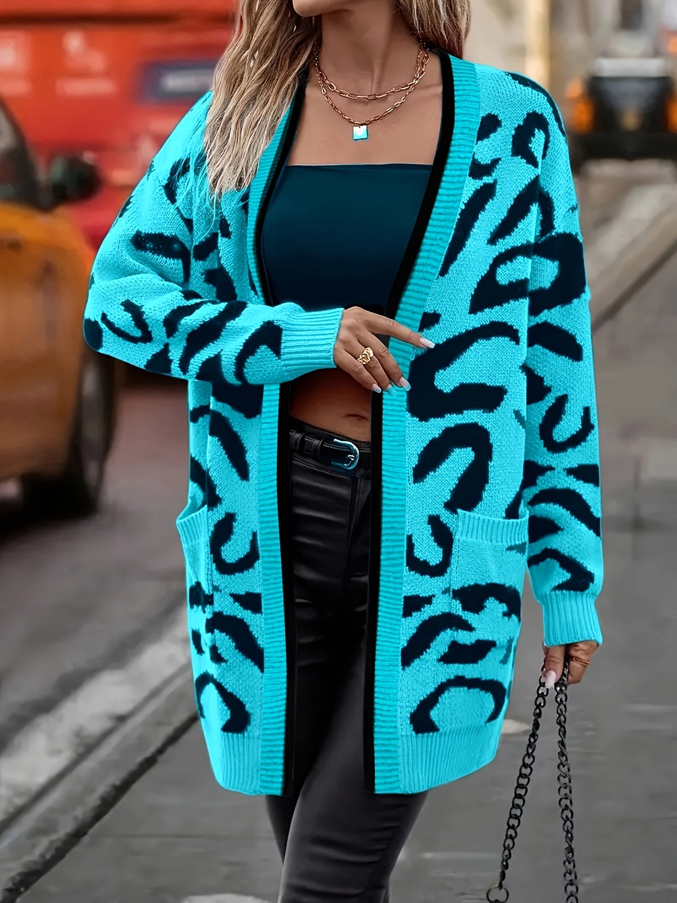 Abstract Pattern Long Sleeve Cardigan