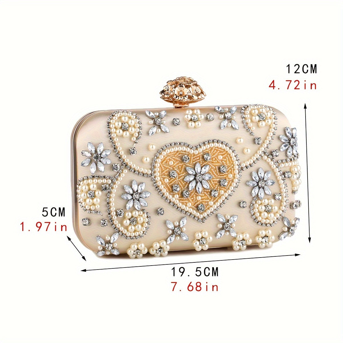 Beaded Clutch Handbag with Detachable Strap