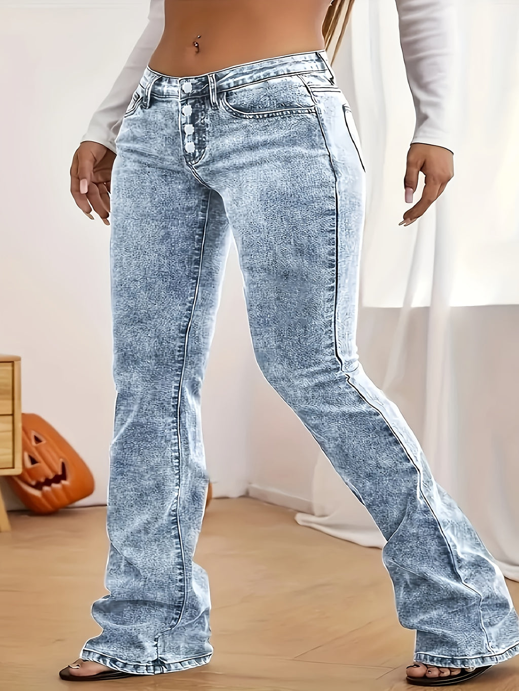 Stretch Vintage Slimming Flared Denim Pants