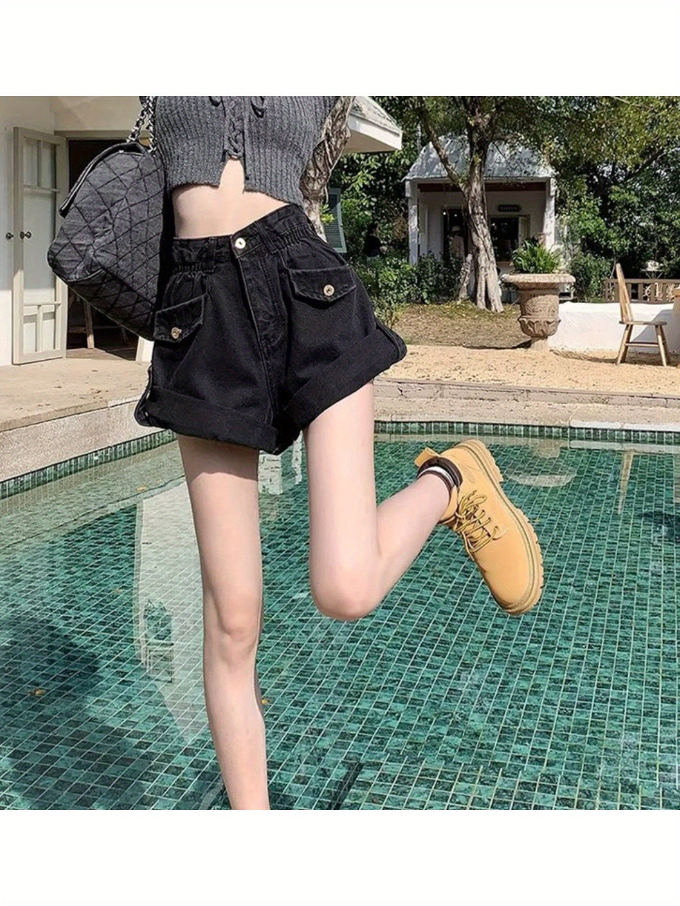 Rolled Hem Denim Shorts