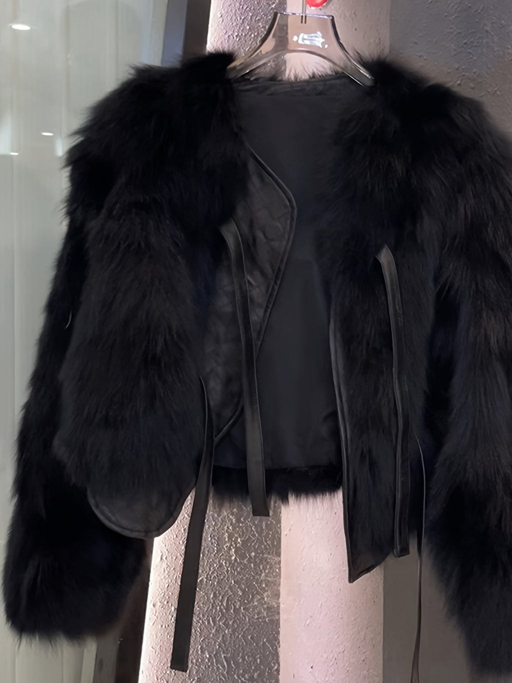Elegant Fur-like Exterior, H-Silhouette Short Jacket