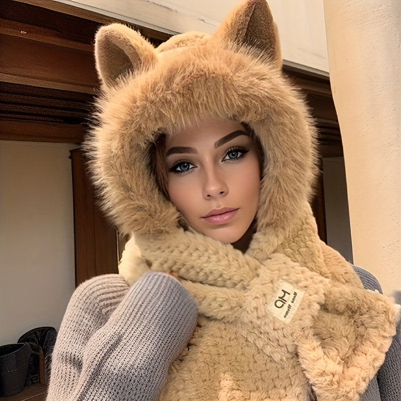 Winter Cat Ears & Paws Hat