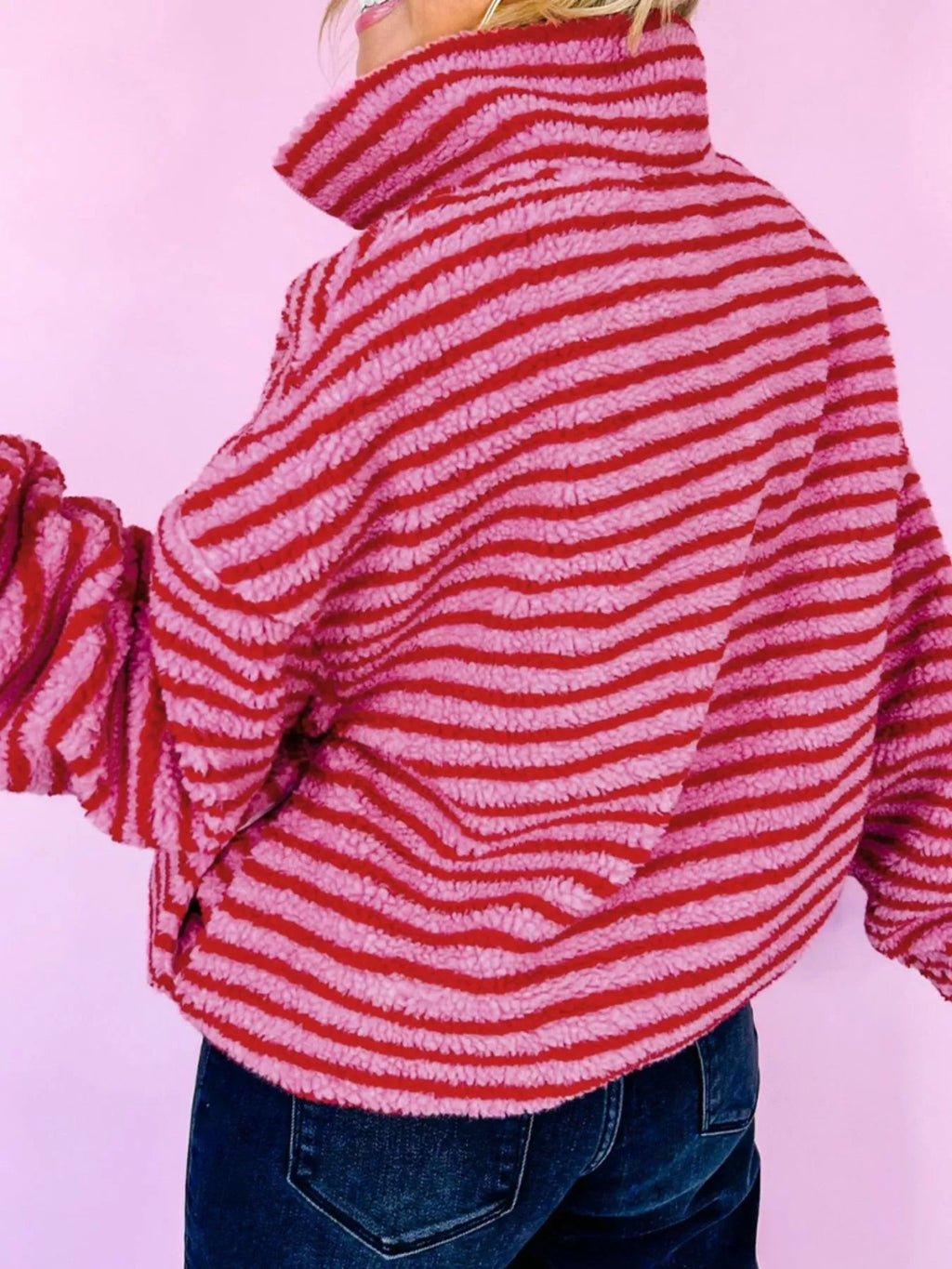 Striped Quarter-Zip Fleece Sweatshirt