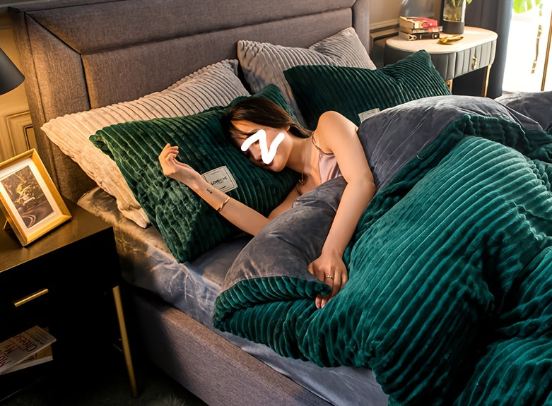 {4 Pieces} Deluxe Puffy Duvet Cover Set