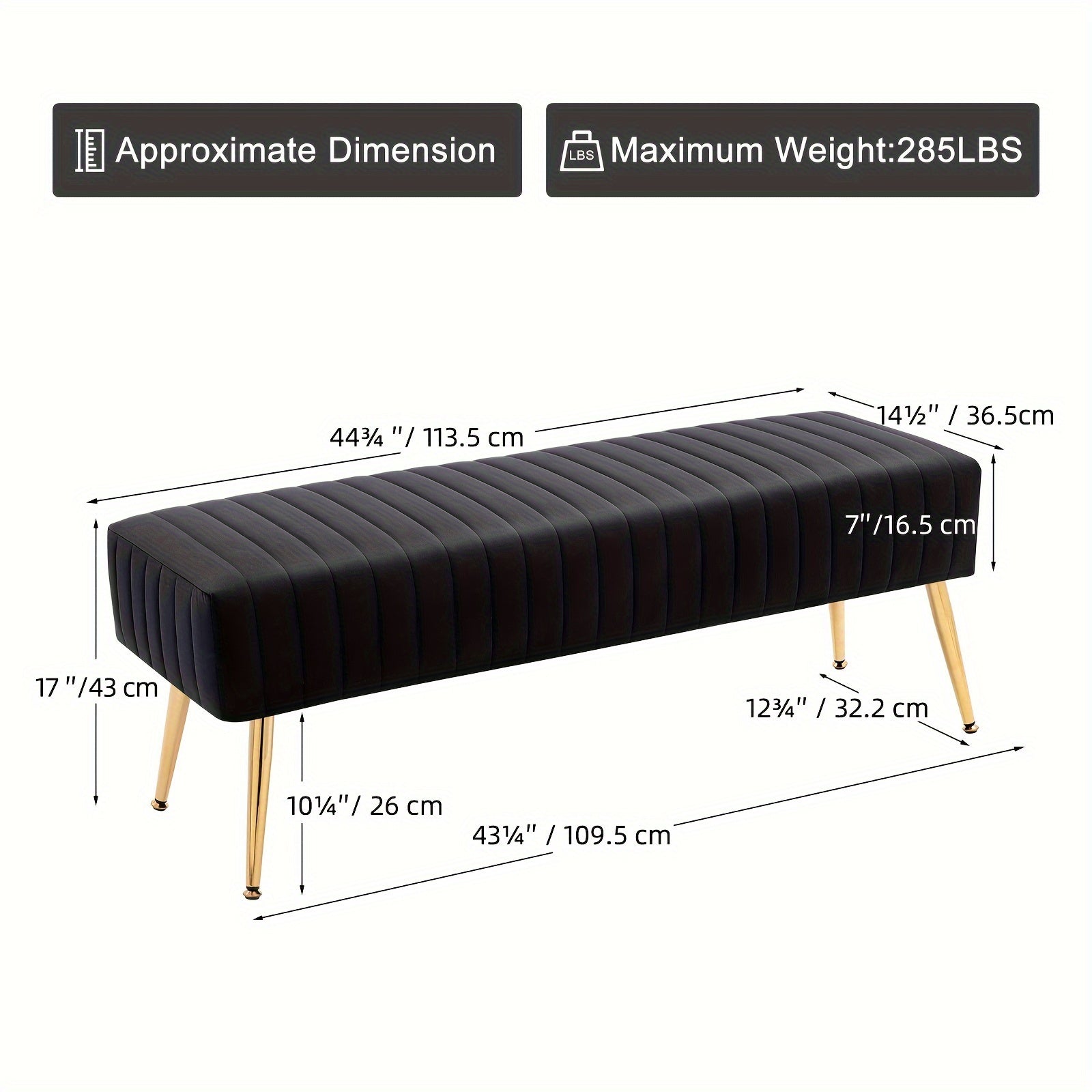 Shoe Changing Bench With Gold-plated Legs And Velvet Material