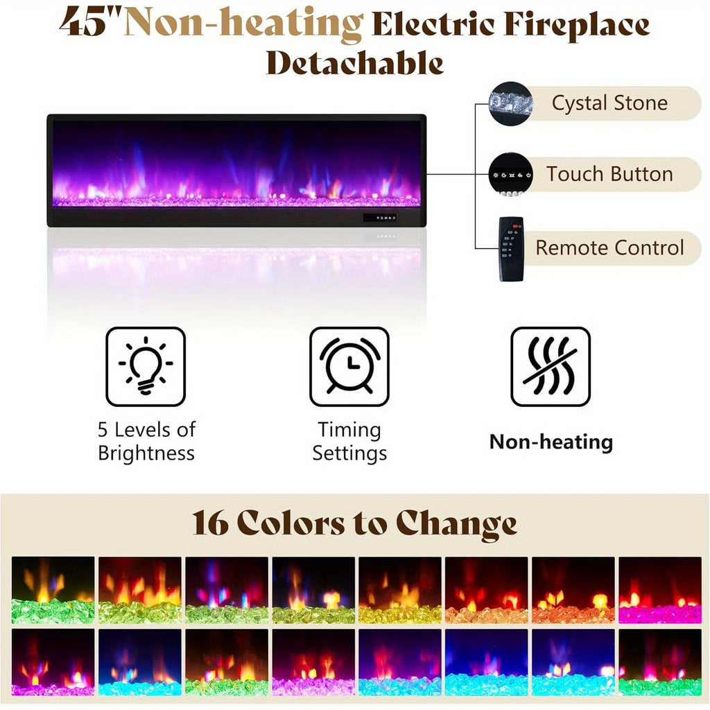 Contemporary Wingback Bed Frame with Integrated Fireplace