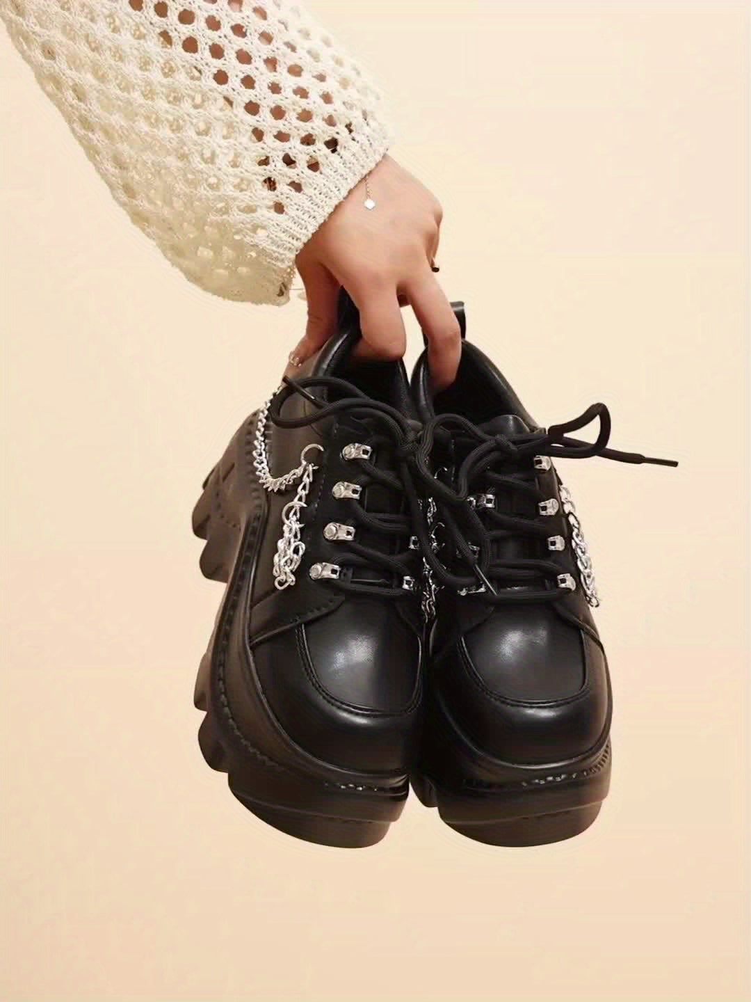Chunky High-Heel Lace-Up Ankle Boots