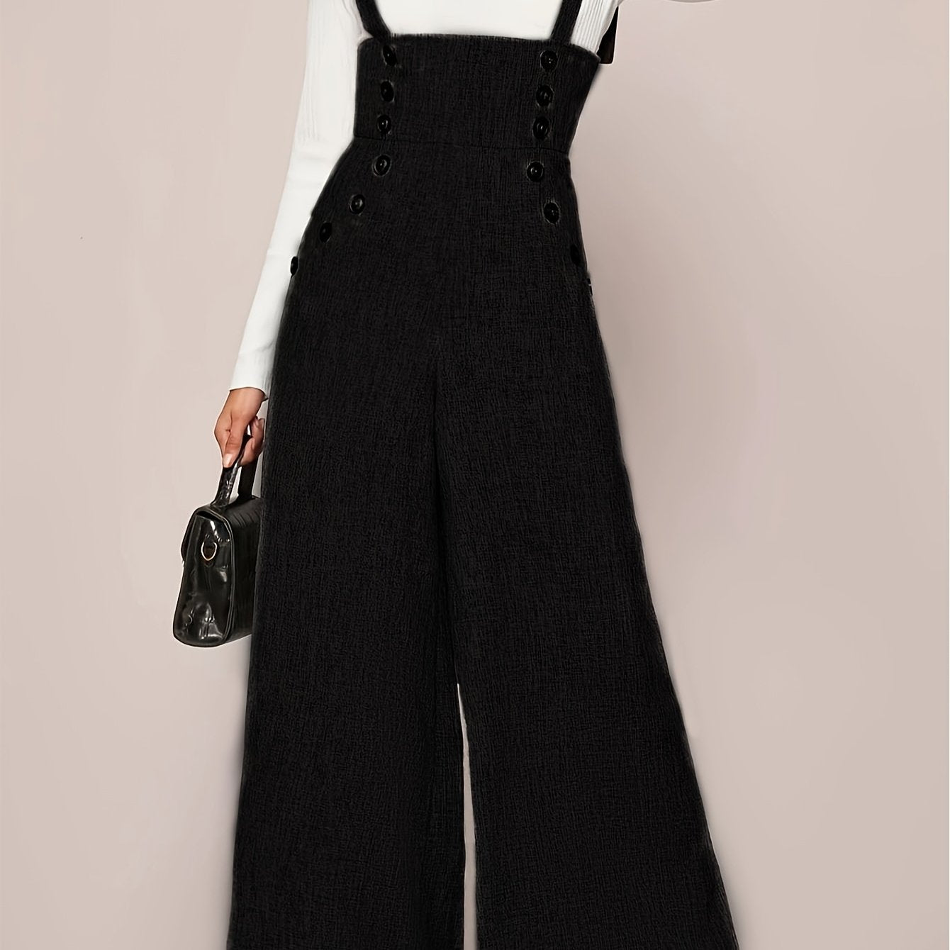 Polyester Jumpsuit with Button Detail