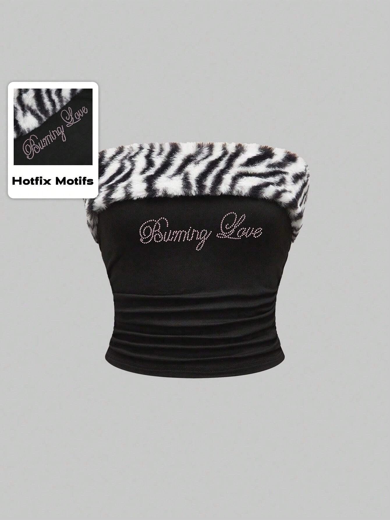 "Burning Love" Tiger Fur & Rhinestone Tube Top