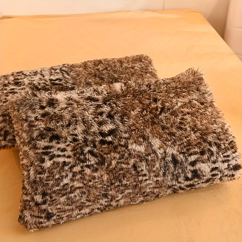 {3pcs} Leopard Print Plush Duvet Cover Set, Includes 1 Faux Fur Duvet Cover And 2 Pillowcases