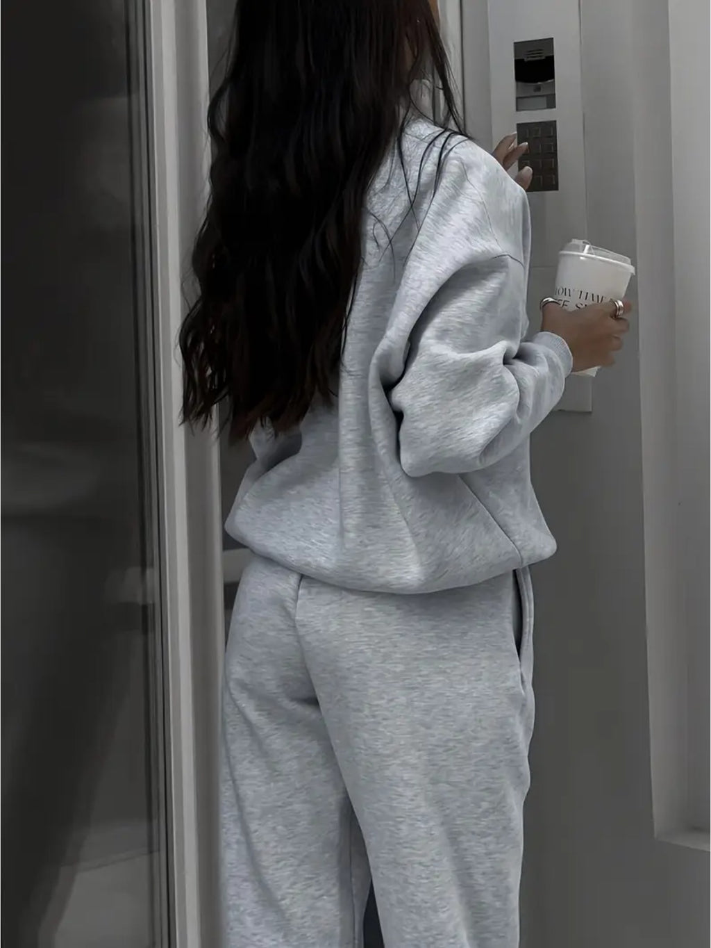 Two-Piece Zip-Up Lapel Solid Color Casual Suit