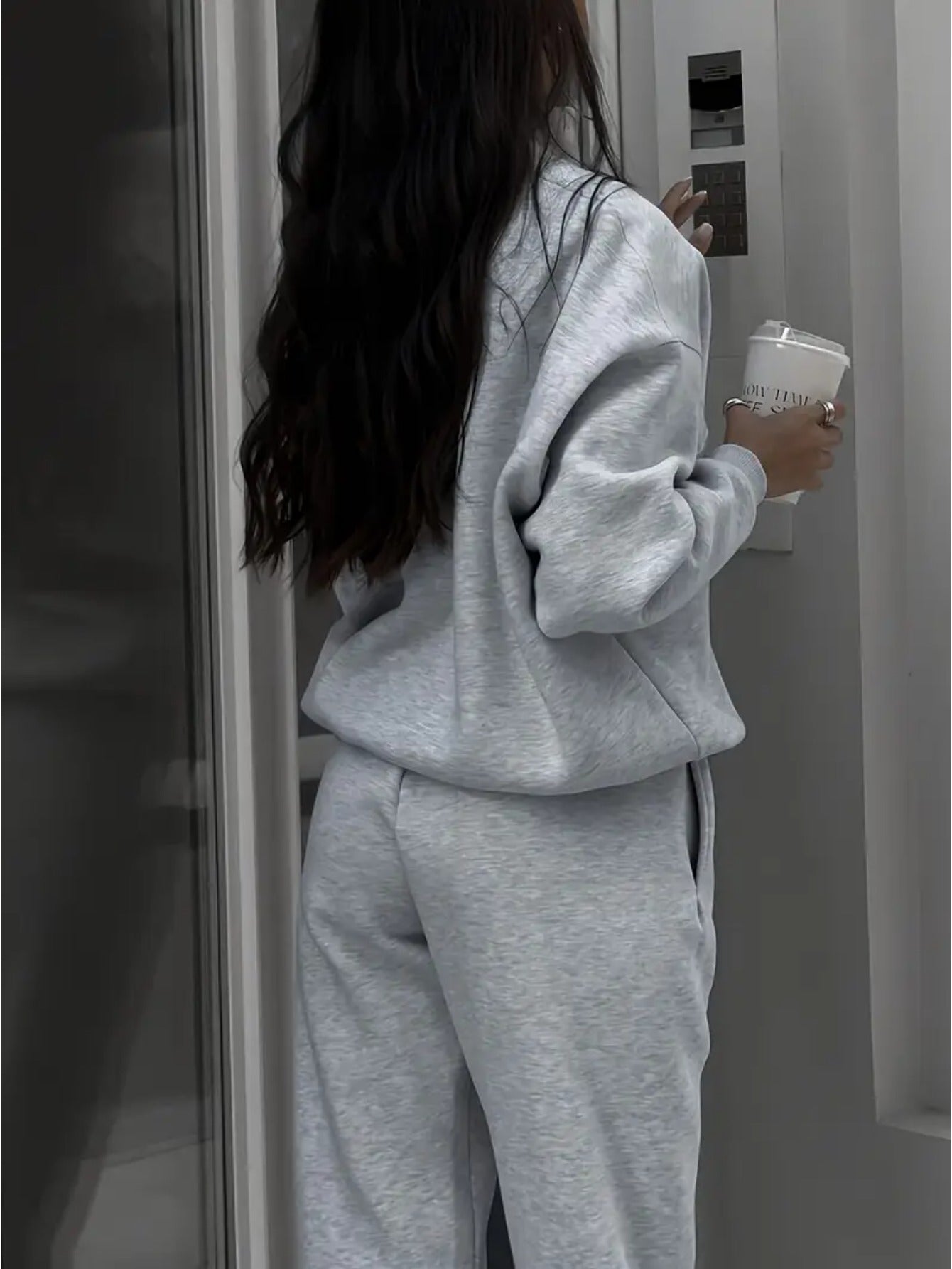 Two-Piece Zip-Up Lapel Solid Color Casual Suit