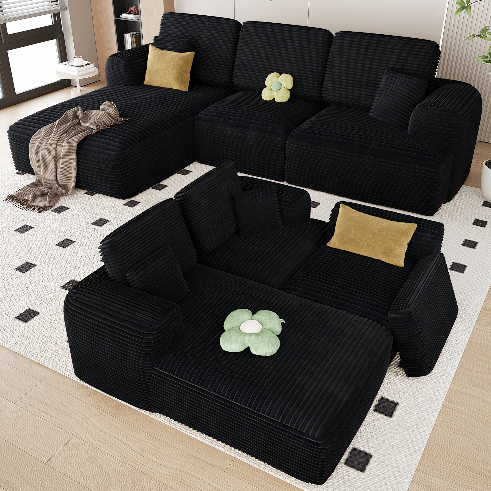 106 Inch Modular Segmented Sofa, L-shaped Leisure Combination Sofa