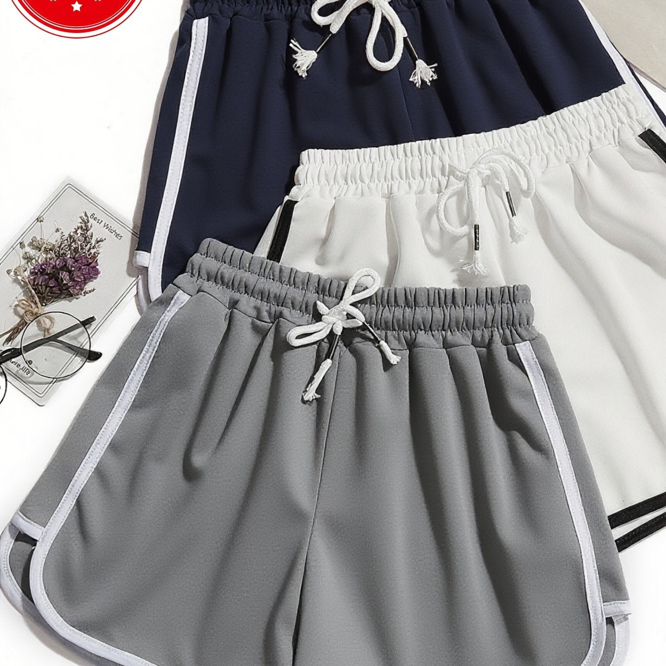 {3pcs} Casual Straight Wide-Leg Shorts
