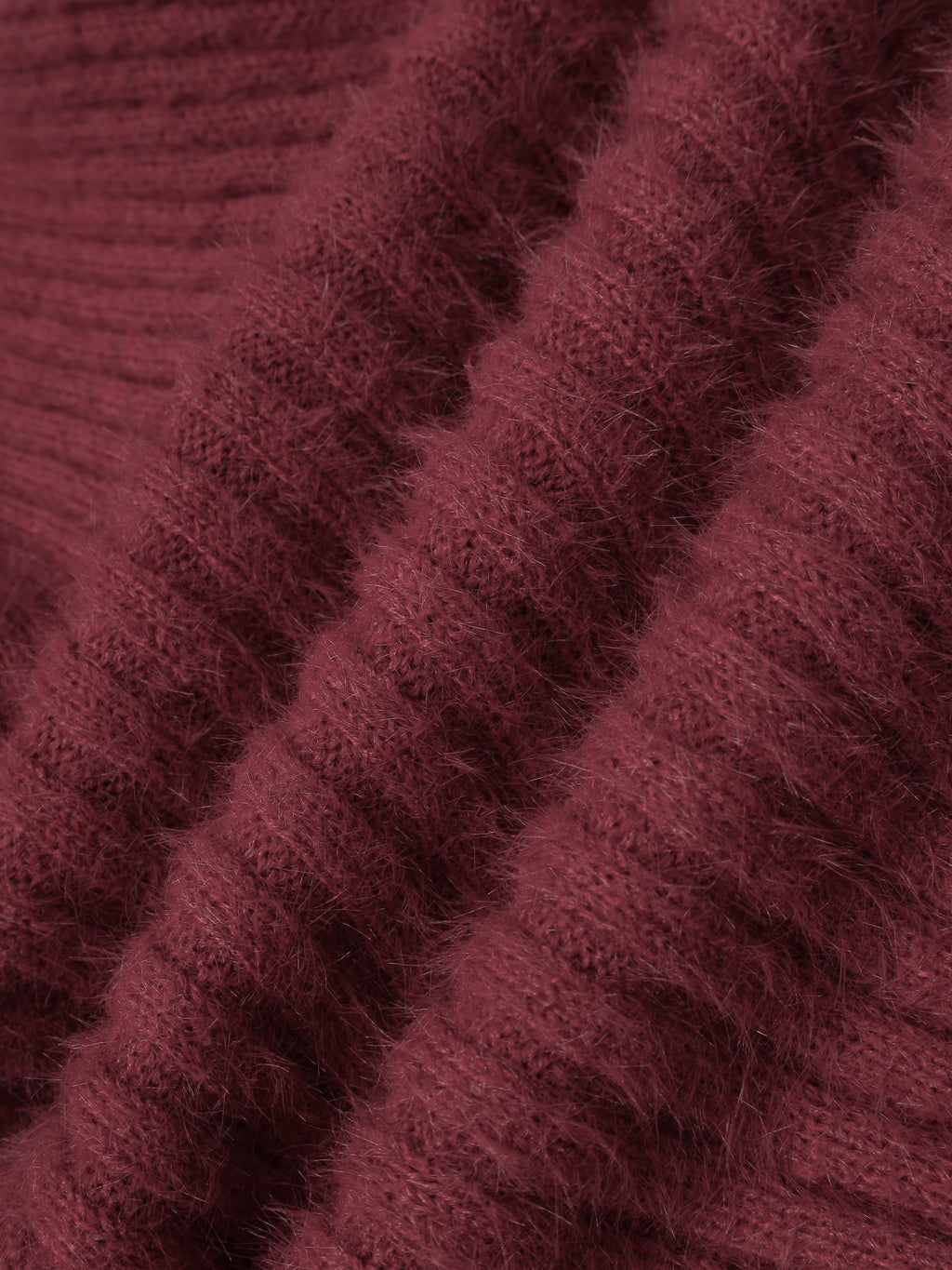 Off-the-Shoulder Burgundy Fuzzy Bodycon Dress