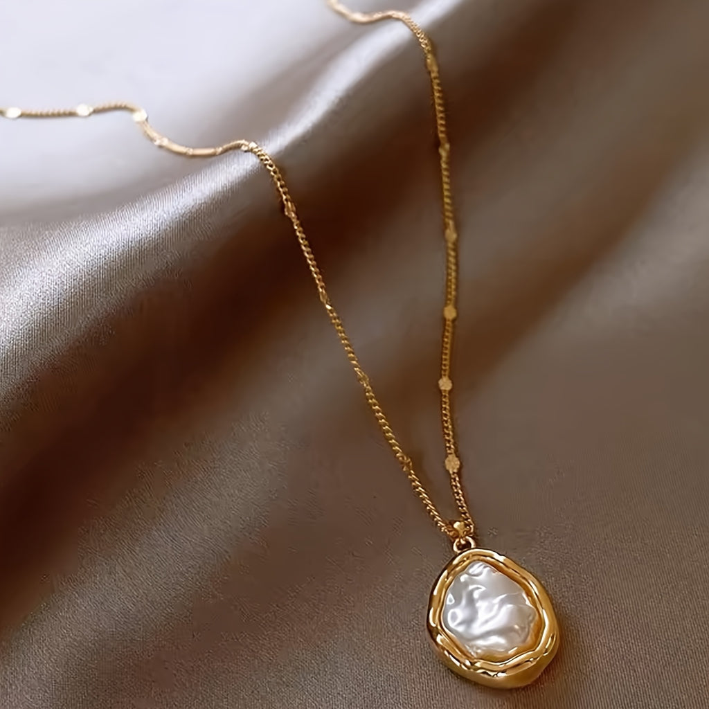 Copper Imitation Pearl Pendant Necklace