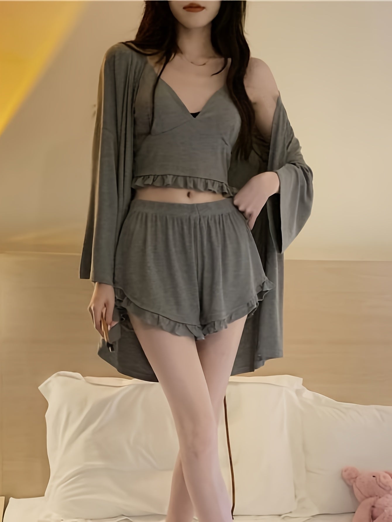 Short Sleeve Camisole and Bra Set