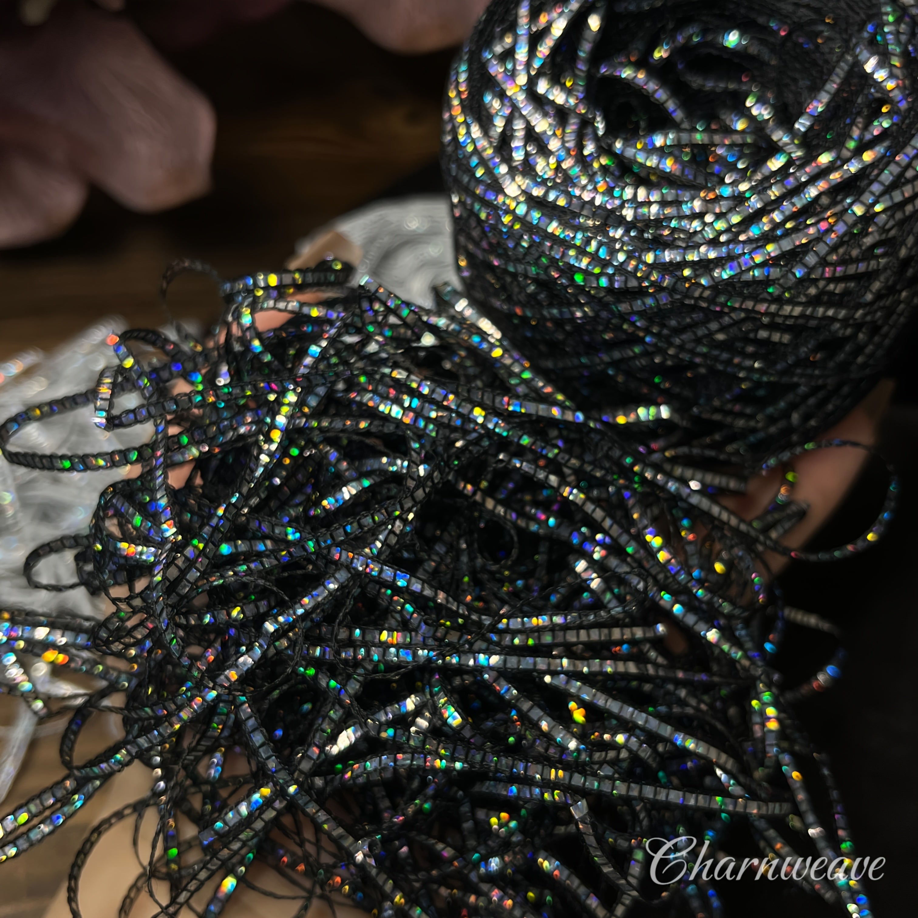 Multicolor Sparkling Rainbow Laser Yarn - 1.76oz